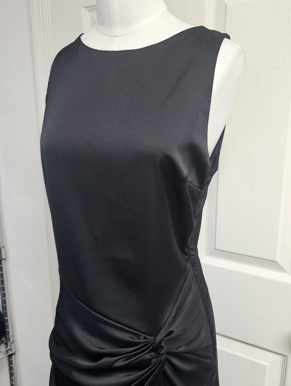 NWT Abercrombie & Fitch Draped Skirt Satin Maxi Dress Black MT Tall
